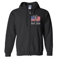 Independence Day We The People Trust Jesus Vintage US Flag Full Zip Hoodie