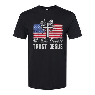 Independence Day We The People Trust Jesus Vintage US Flag Softstyle CVC T-Shirt