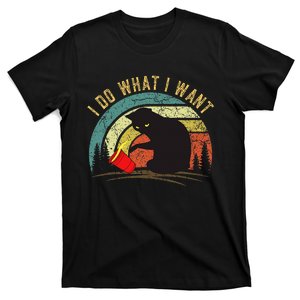 I Do What I Want Cat Coffee Black Cat Red Cup T-Shirt