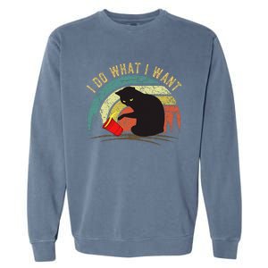 I Do What I Want Cat Coffee Black Cat Red Cup Garment-Dyed Sweatshirt