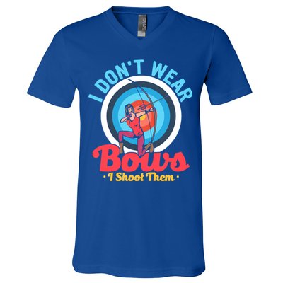 I Dont Wear Bows I Shoot Them Archery Target Archer Gift V-Neck T-Shirt