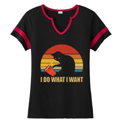 I Do What I Want Black Cat Animals Cute Cat Ladies Halftime Notch Neck Tee