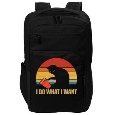 I Do What I Want Black Cat Animals Cute Cat Impact Tech Backpack