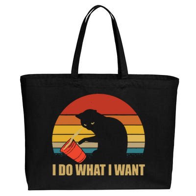 I Do What I Want Black Cat Animals Cute Cat Cotton Canvas Jumbo Tote