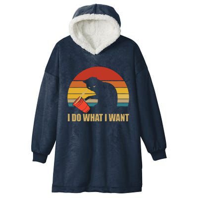 I Do What I Want Black Cat Animals Cute Cat Hooded Wearable Blanket