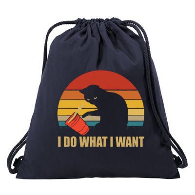 I Do What I Want Black Cat Animals Cute Cat Drawstring Bag