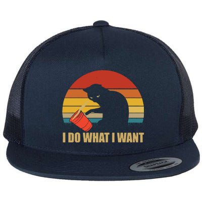 I Do What I Want Black Cat Animals Cute Cat Flat Bill Trucker Hat