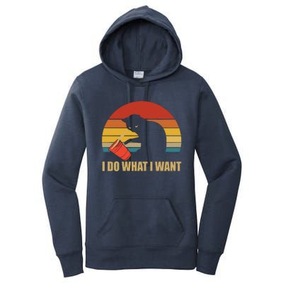 I Do What I Want Black Cat Animals Cute Cat Women's Pullover Hoodie