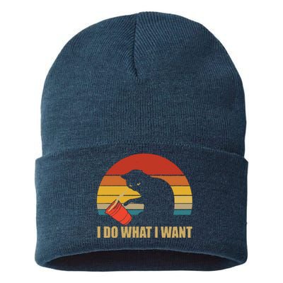 I Do What I Want Black Cat Animals Cute Cat Sustainable Knit Beanie