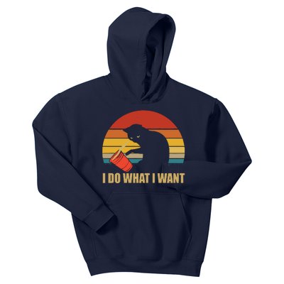 I Do What I Want Black Cat Animals Cute Cat Kids Hoodie