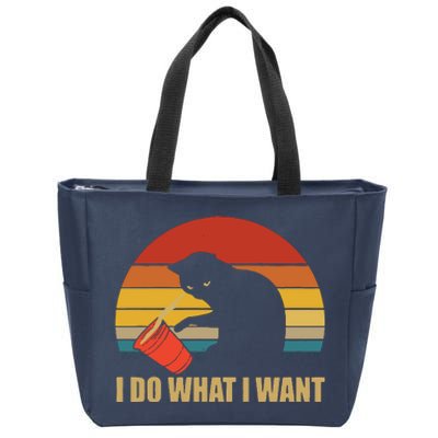 I Do What I Want Black Cat Animals Cute Cat Zip Tote Bag