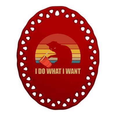 I Do What I Want Black Cat Animals Cute Cat Ceramic Oval Ornament