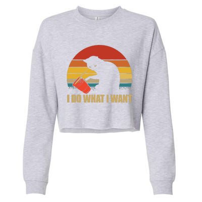 I Do What I Want Black Cat Animals Cute Cat Cropped Pullover Crew