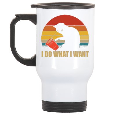 I Do What I Want Black Cat Animals Cute Cat Stainless Steel Travel Mug