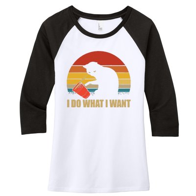 I Do What I Want Black Cat Animals Cute Cat Women's Tri-Blend 3/4-Sleeve Raglan Shirt