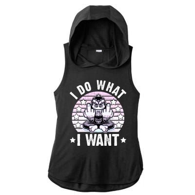 I Do What I Want Funny Monkey Ladies PosiCharge Tri-Blend Wicking Draft Hoodie Tank