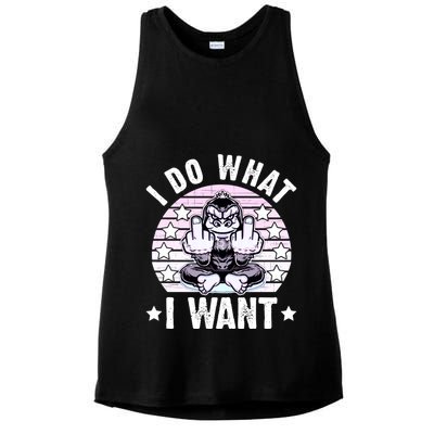 I Do What I Want Funny Monkey Ladies PosiCharge Tri-Blend Wicking Tank