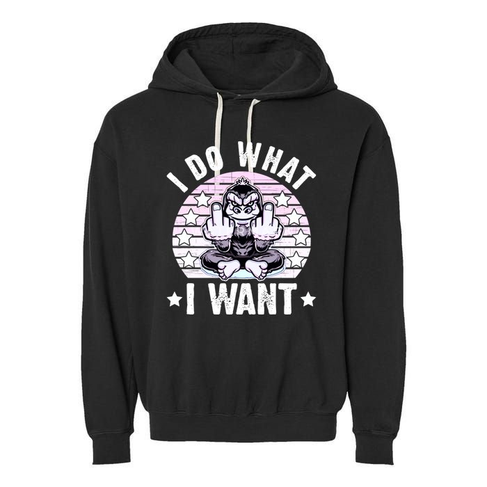 I Do What I Want Funny Monkey Garment-Dyed Fleece Hoodie