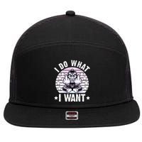 I Do What I Want Funny Monkey 7 Panel Mesh Trucker Snapback Hat