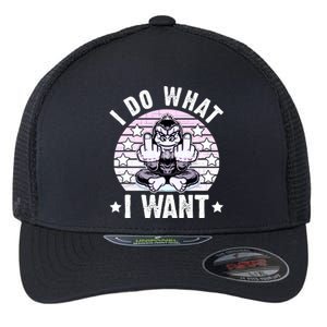 I Do What I Want Funny Monkey Flexfit Unipanel Trucker Cap