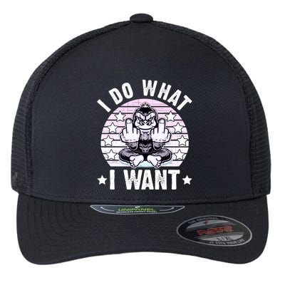 I Do What I Want Funny Monkey Flexfit Unipanel Trucker Cap