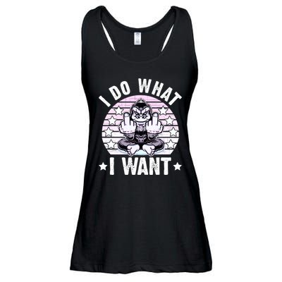 I Do What I Want Funny Monkey Ladies Essential Flowy Tank