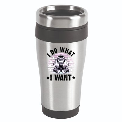 I Do What I Want Funny Monkey 16oz Travel Tumbler
