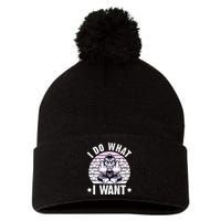 I Do What I Want Funny Monkey Pom Pom 12in Knit Beanie