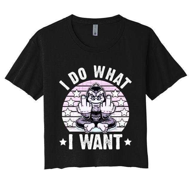 I Do What I Want Funny Monkey Crop Top