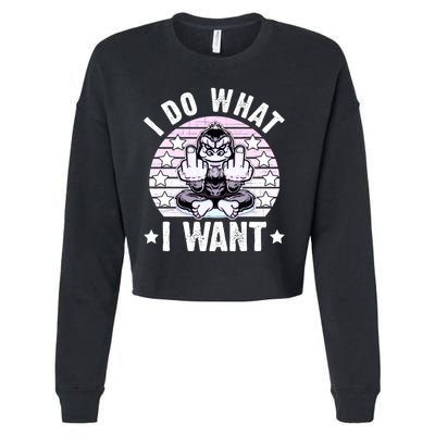 I Do What I Want Funny Monkey Cropped Pullover Crew