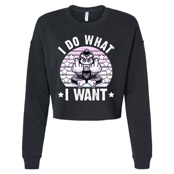 I Do What I Want Funny Monkey Cropped Pullover Crew