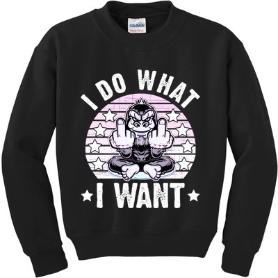 I Do What I Want Funny Monkey Kids Sweatshirt