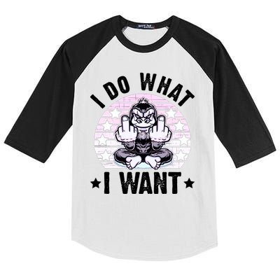 I Do What I Want Funny Monkey Kids Colorblock Raglan Jersey