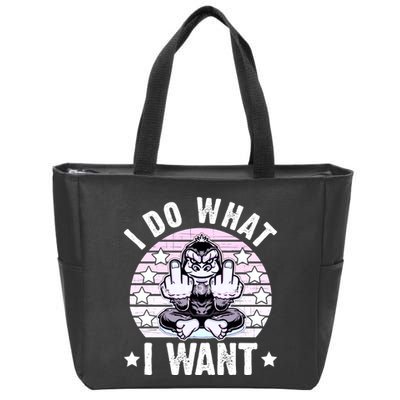 I Do What I Want Funny Monkey Zip Tote Bag