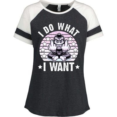 I Do What I Want Funny Monkey Enza Ladies Jersey Colorblock Tee