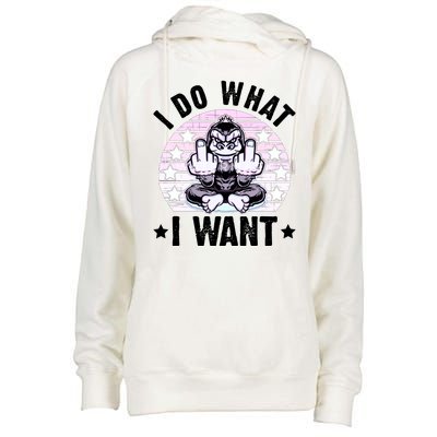 I Do What I Want Funny Monkey Womens Funnel Neck Pullover Hood