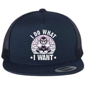 I Do What I Want Funny Monkey Flat Bill Trucker Hat