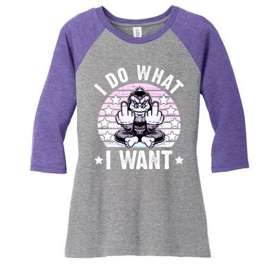 I Do What I Want Funny Monkey Women's Tri-Blend 3/4-Sleeve Raglan Shirt