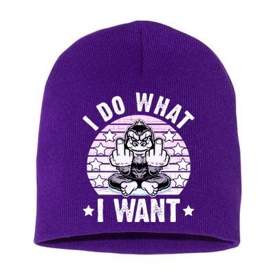I Do What I Want Funny Monkey Short Acrylic Beanie