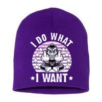 I Do What I Want Funny Monkey Short Acrylic Beanie