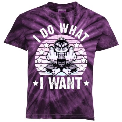 I Do What I Want Funny Monkey Kids Tie-Dye T-Shirt