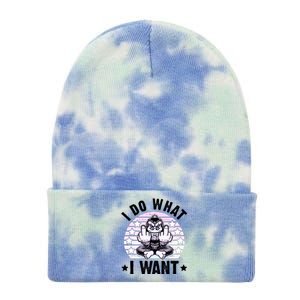 I Do What I Want Funny Monkey Tie Dye 12in Knit Beanie