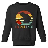 I Do What I Want Cat Coffee Black Cat Red Cup Funny Graphic Toddler Sweatshirt