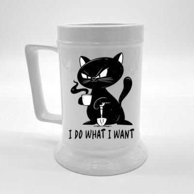 I Do What I Want Funny Black Cat Withe Cup Coffee Gifts Beer Stein