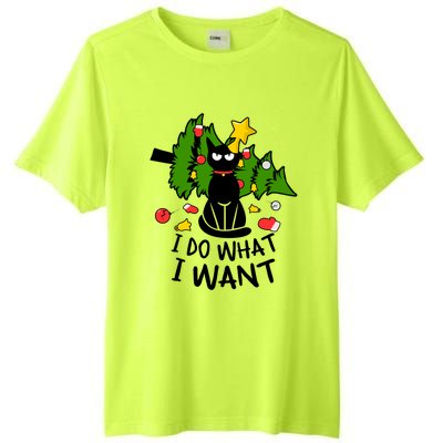 I Do What I Want Cat Christmas Tree Funny Black Cat Graphic Funny Gift Tall Fusion ChromaSoft Performance T-Shirt