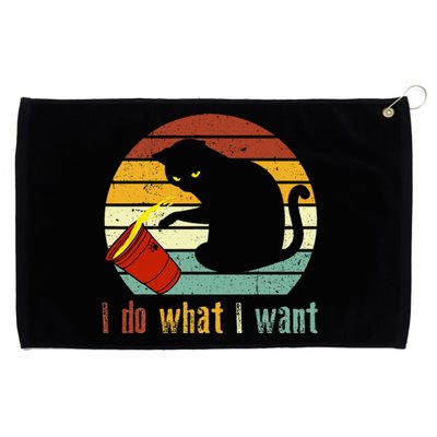 I Do What I Want Cat Coffee Black Cat Red Cup Funny Graphic Grommeted Golf Towel