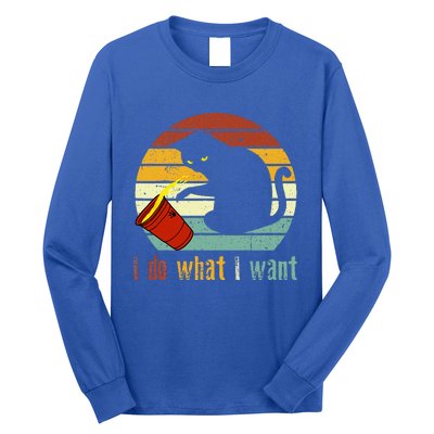 I Do What I Want Cat Coffee Black Cat Red Cup Funny Graphic Long Sleeve Shirt