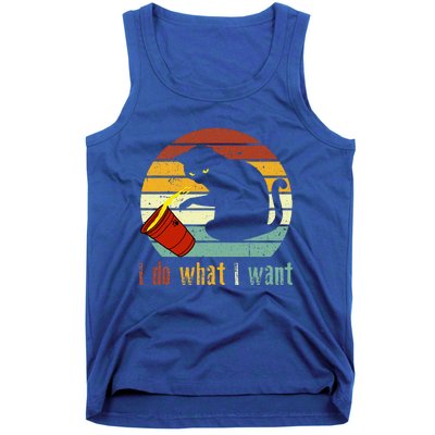 I Do What I Want Cat Coffee Black Cat Red Cup Funny Graphic Tank Top