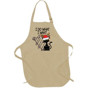 I Do What I Want Christmas Tree Cat Cool Gift Full-Length Apron With Pockets