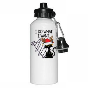 I Do What I Want Christmas Tree Cat Cool Gift Aluminum Water Bottle